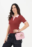 ONLY Polo in maglia a maniche corte mattone da donna con colletto a contrasto 15363165 Re ONLY 