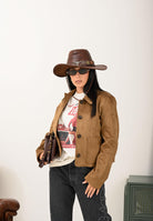 ONLY Giacca in tessuto effetto scamosciato color cammello da donna 15353152 Cognac ONLY 