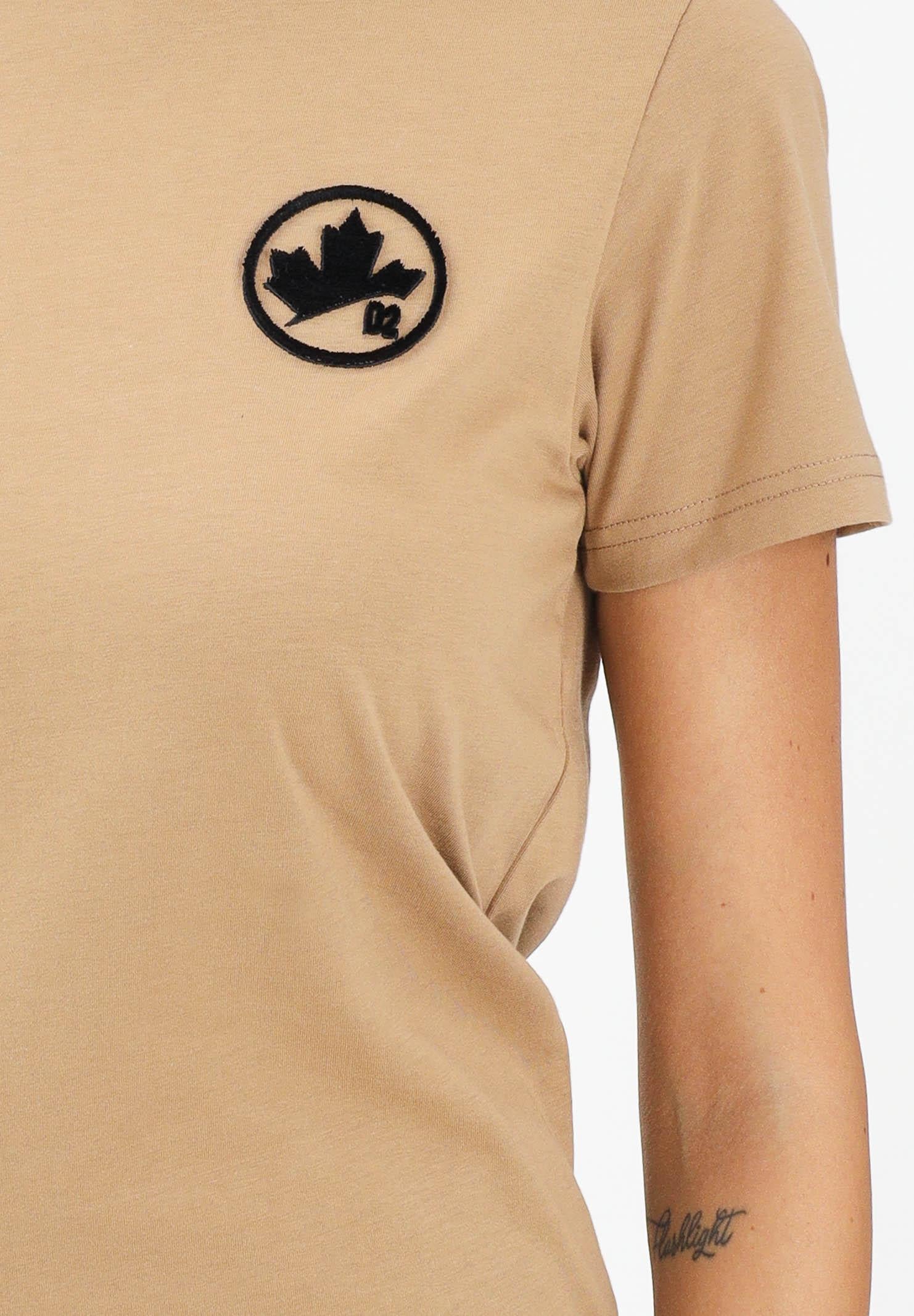 DSQUARED2 T-shirt a manica corta beige per donna, ragazzi e bambini con logo DQ2988D0015 DQ721 DSQUARED2 