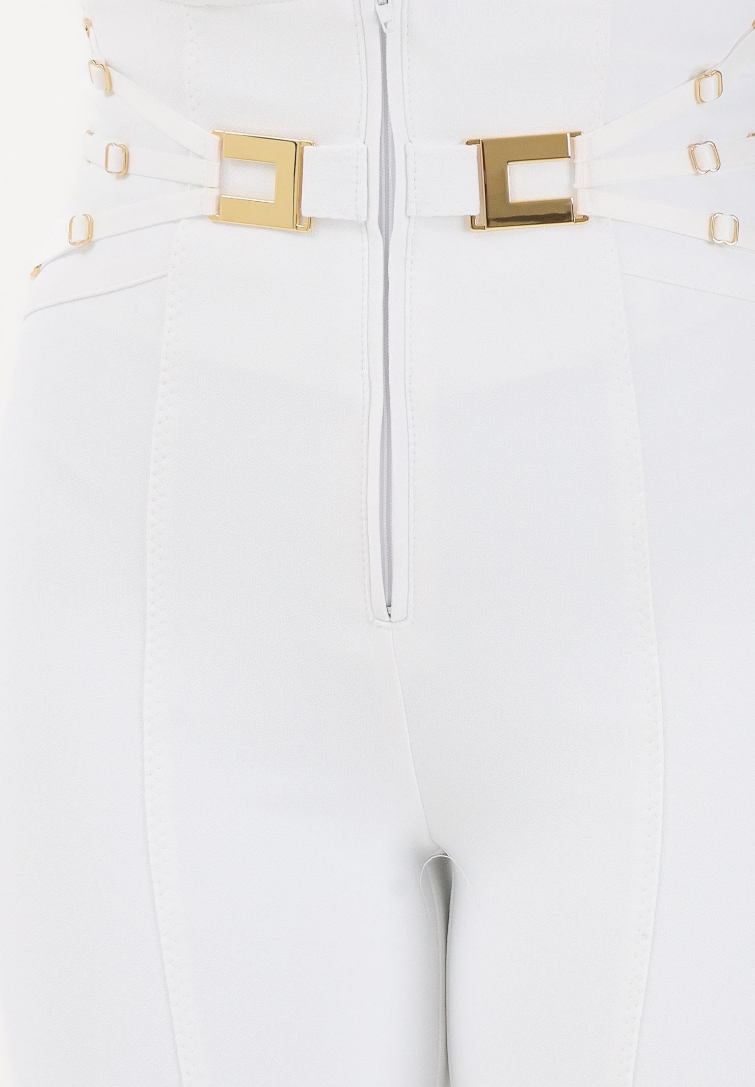 ELISABETTA FRANCHI Pantalone elegante avorio da donna con elastici PA15861E2 360 ELISABETTA FRANCHI 