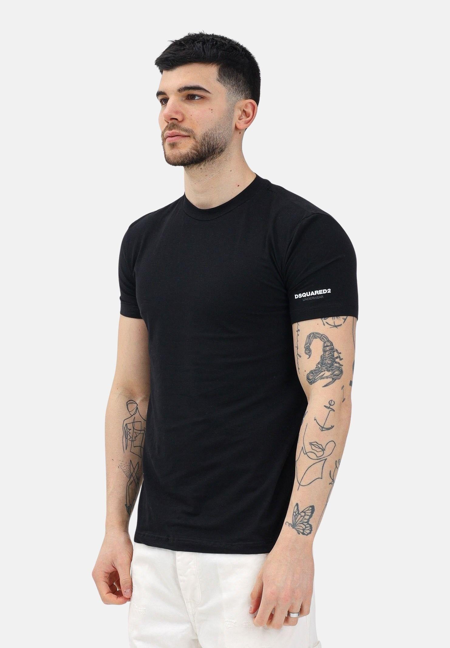 DSQUARED2 T-shirt a manica corta nera da uomo con logo DCX250070 001 DSQUARED2 