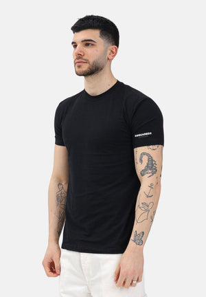 DSQUARED2 T-shirt a manica corta nera da uomo con logo DCX250070 001 DSQUARED2 