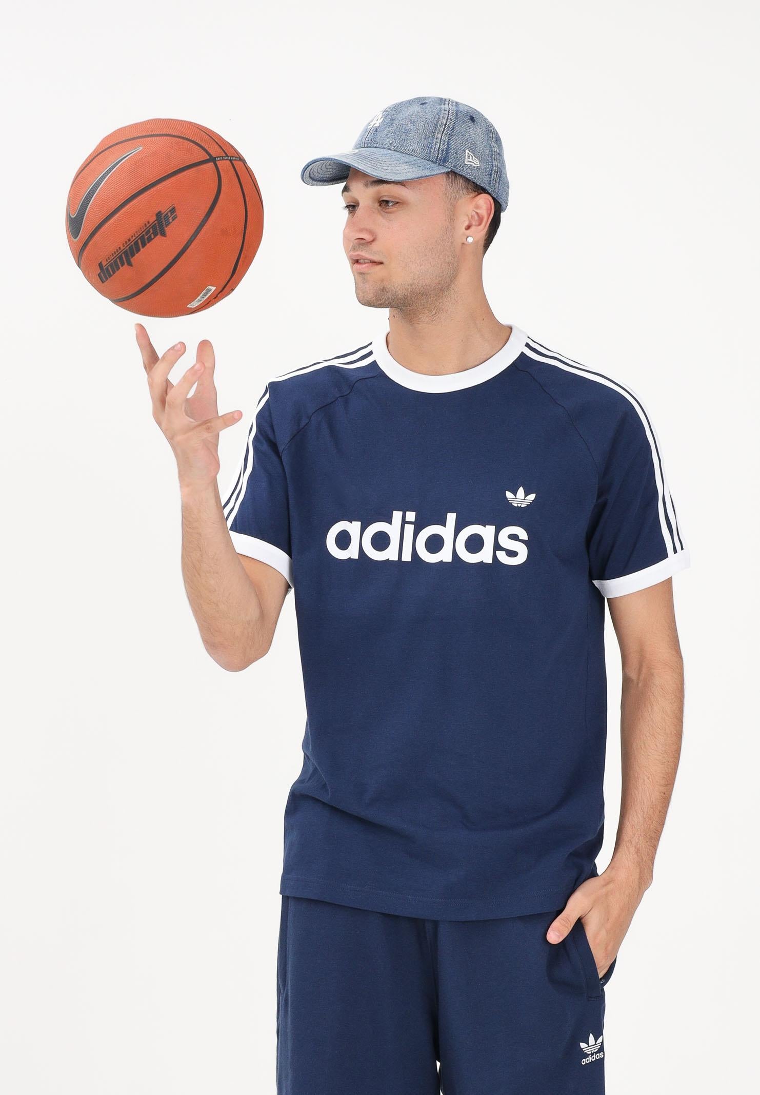 ADIDAS ORIGINALS T-shirt a manica corta 3-Stripes Slim Ringer blu da uomo KF0419 . ADIDAS ORIGINALS 