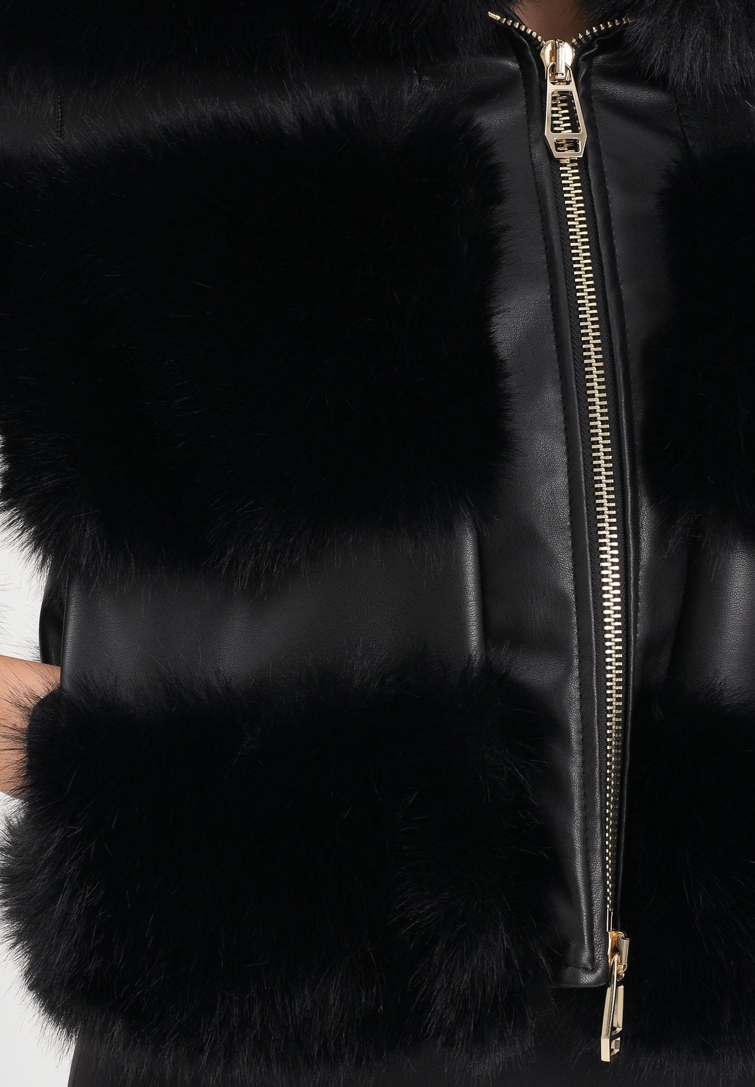 YES LONDON Pelliccia nera da donna ECO031 NE YES LONDON 