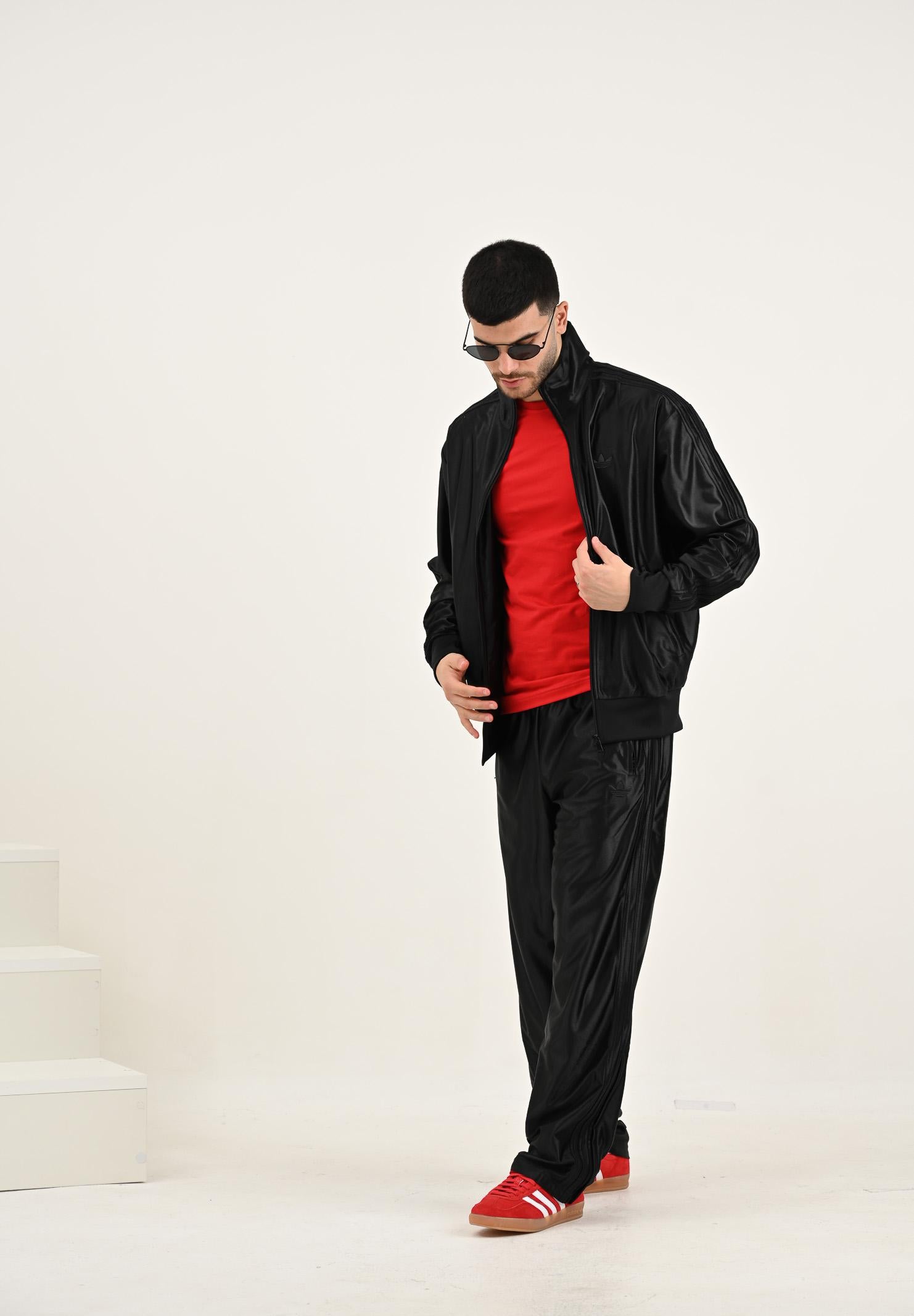 ADIDAS ORIGINALS Felpa con zip Firebird Metallic nera da uomo JW5960  ADIDAS ORIGINALS 