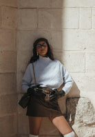 ELISABETTA FRANCHI Maglione a collo alto celeste da donna con losanghe jacquard MK55T57E2 EA7 ELISABETTA FRANCHI 