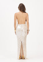 SHIT Abito lungo champagne da donna con paillettes e spilla SH26002 NU SHIT 