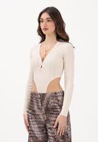 ELISABETTA FRANCHI Body a manica lunga burro da donna con dettaglio gioiello BK83S61E2 193 ELISABETTA FRANCHI 