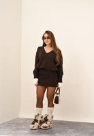 AKEP Abito corto marrone da donna con frange VSKD11021 V1 AKEP 