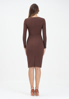 ELISABETTA FRANCHI Abito midi marrone da donna con catena gioiello AB80557E2 EA3 ELISABETTA FRANCHI 