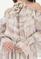 SHIT Abito corto beige da donna con delicata fantasia floreale SH26057 NURO SHIT 