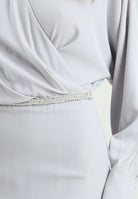 ALMA SANCHEZ Abito lungo Acme in elegante tessuto grigio perla da donna AS2526020TF 902 ALMA SANCHEZ 