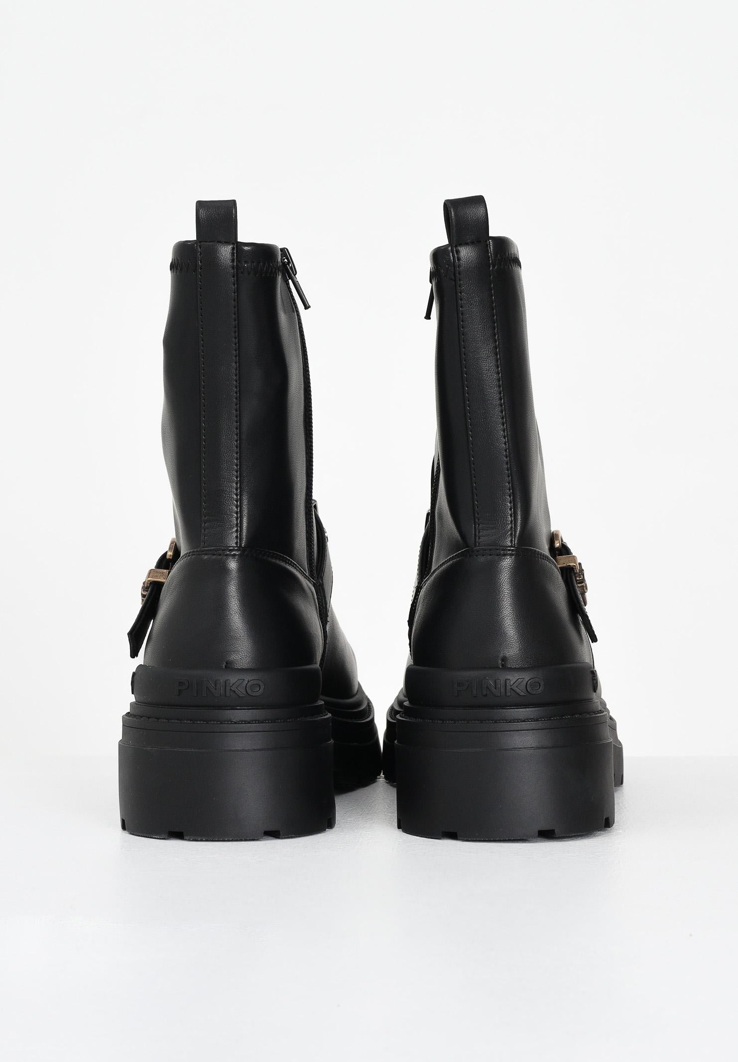 PINKO Stivali bassi neri da donna con cinturino decorativo SD0447P061Z99 . PINKO 