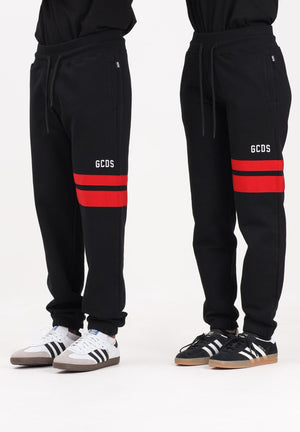 GCDS Pantalone sportivo nero per uomo e donna con dettagli a contrasto B1XM3002JI0 99 GCDS 
