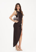 ELISABETTA FRANCHI Abito midi marrone da donna con spallina gioiello AB90661E2 EV9 ELISABETTA FRANCHI 