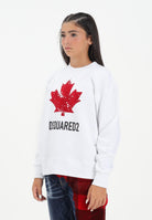 DSQUARED2 Felpa girocollo bianca per donna, ragazzi e bambini con logo DQ3005D00ZF DQ100 DSQUARED2 