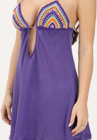 ME FUI Abito corto viola da donna con coppe lavorate all'uncinetto MF26-SW0506PR . ME FUI 