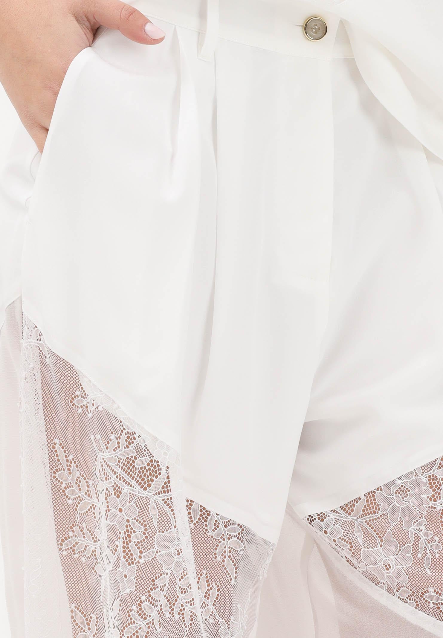 PINKO Pantalone elegante bianco da donna con inserti in pizzo 106275A336 Z05 PINKO 