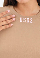 DSQUARED2 Felpa girocollo beige per donna, ragazze e bambine con logo DSQ2 DQ3017D0AEY DQ721 DSQUARED2 