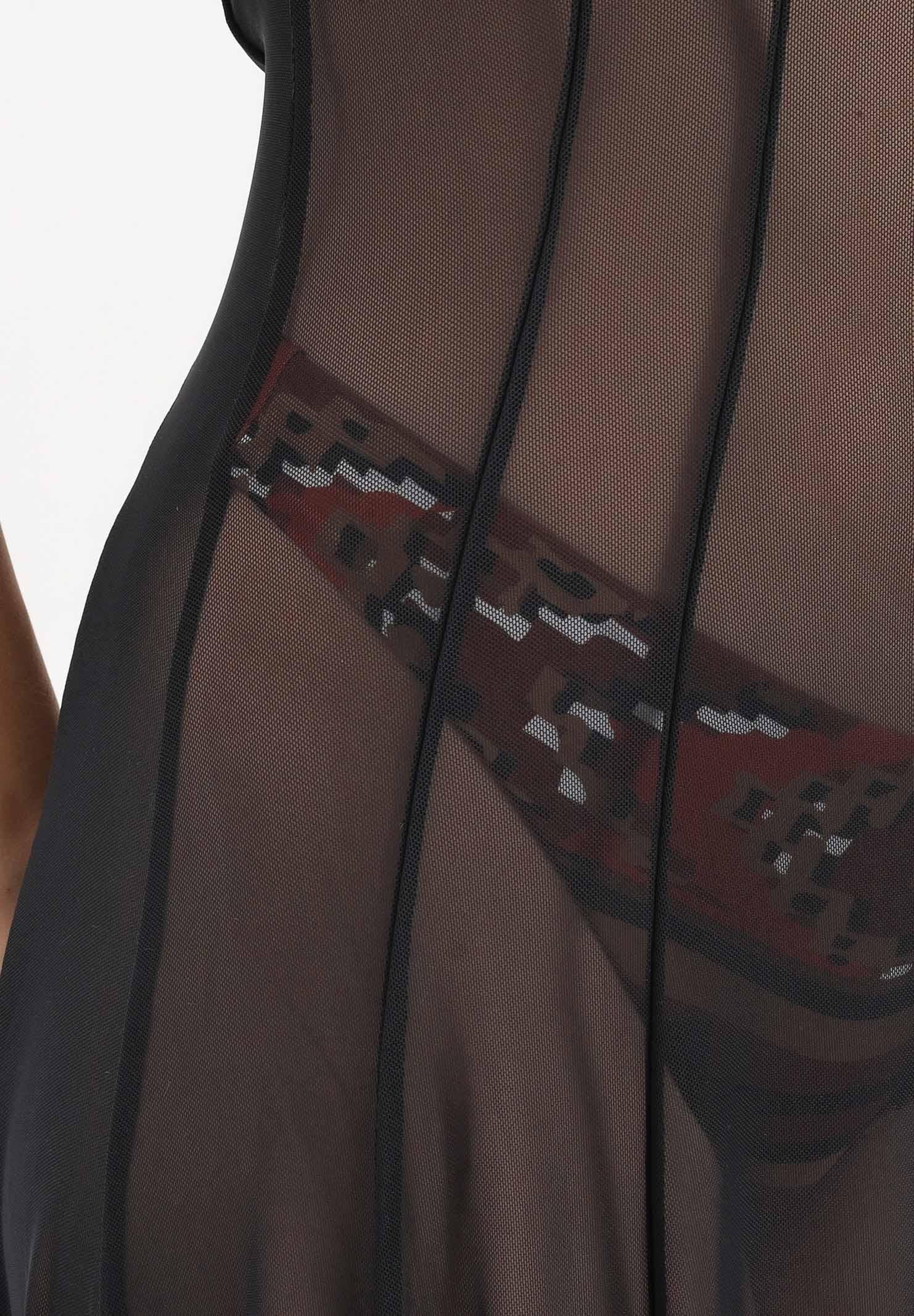 ME FUI Abito lungo nero da donna realizzato in tulle trasparente MF26-SW0720BK . ME FUI 