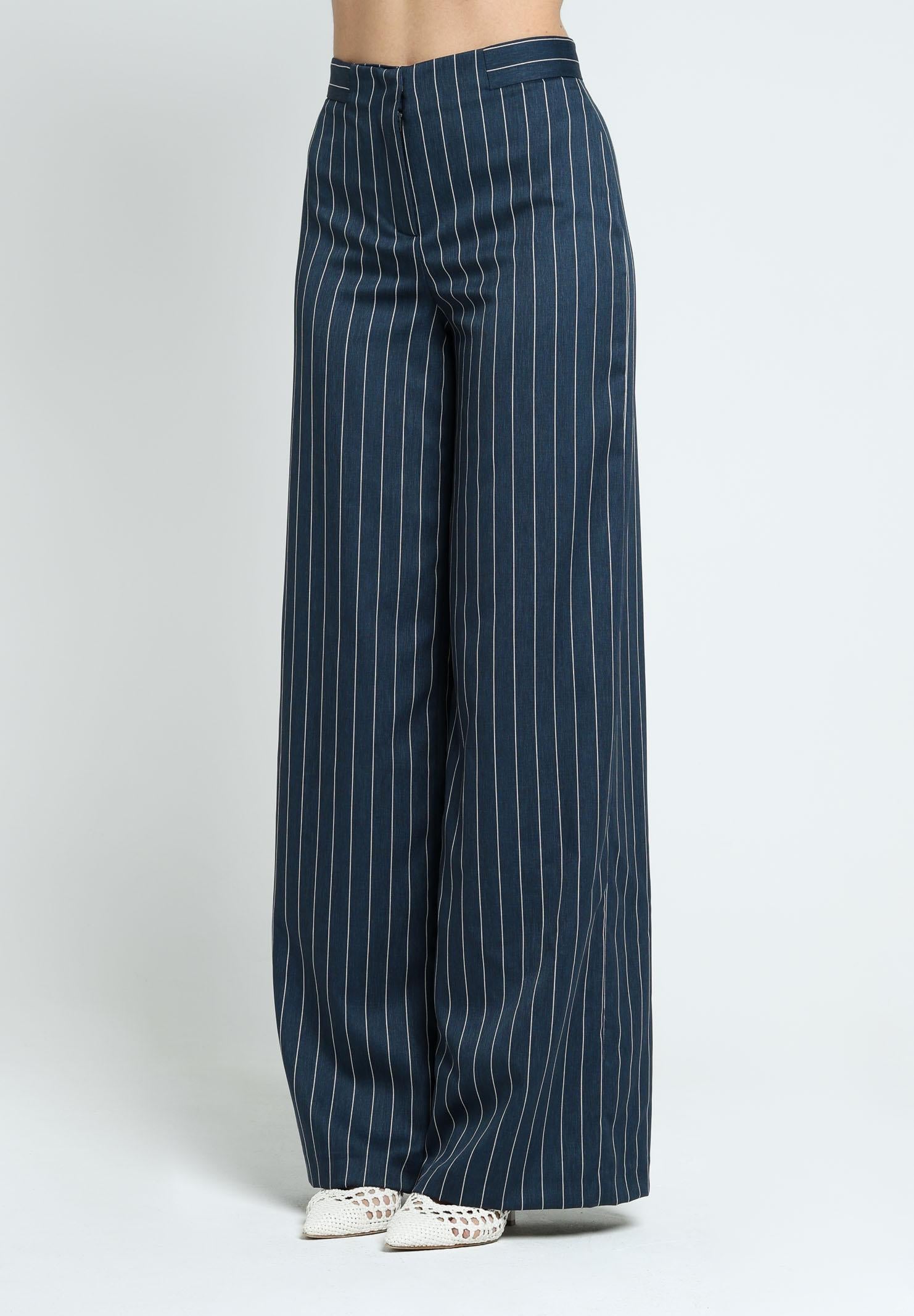 SANTAS Pantalone APPLE PIE blu da donna con motivo gessato PV25018 BLU SANTAS 