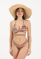 ME FUI Bikini beige da donna con motivo zig-zag MF26-SW0401MC . ME FUI 
