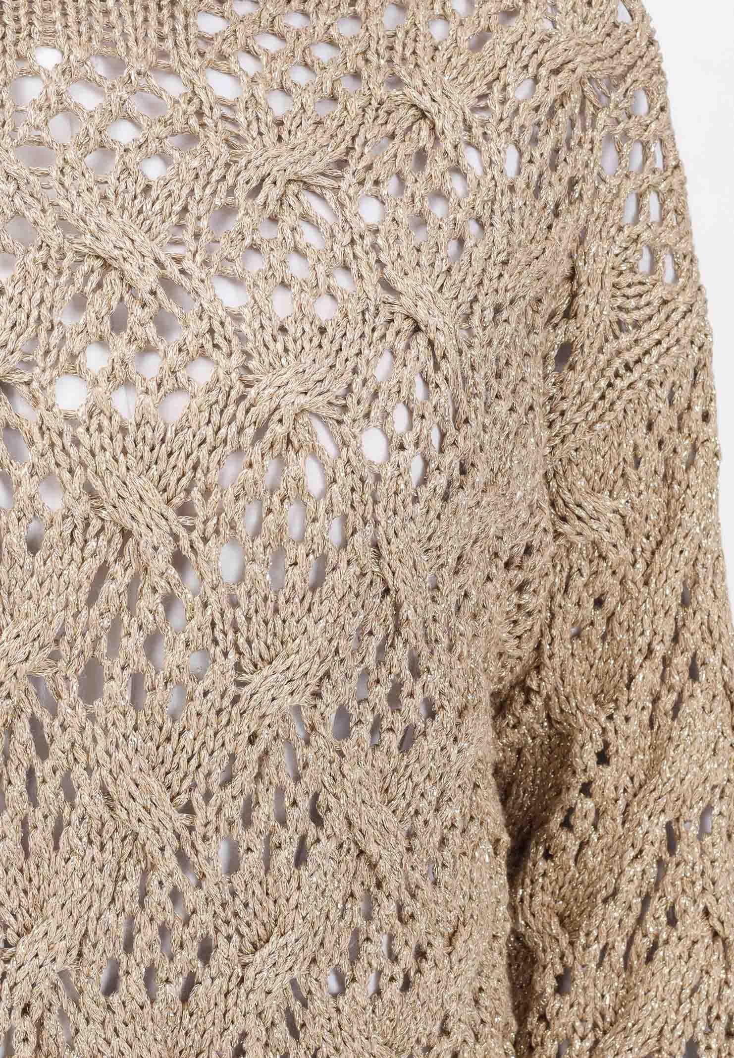 MAX MARA Maglioncino girocollo oro da donna in cordonetto a rombi 2526366141600 001 MAX MARA 