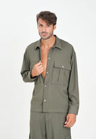 I'M BRIAN Camicia a manica lunga verde militare da uomo CA3442 013 I'M BRIAN 