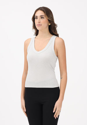 VICOLO Canotta argento da donna realizzata in un tessuto lavorato con filato lamé UF0060 AR VICOLO 