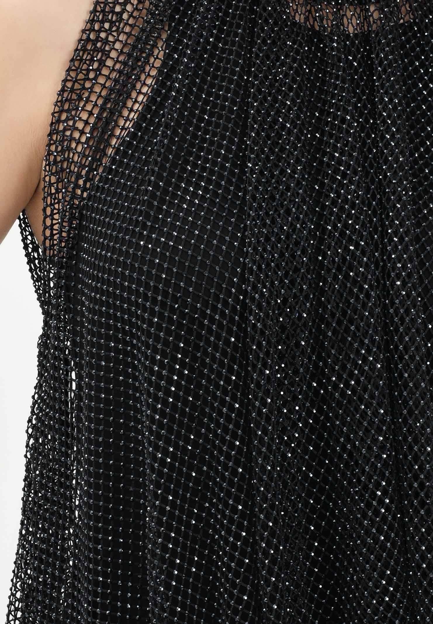 SPORTMAX Canotta SPXNODO nera da donna in rete con strass 2612941061600 002 SPORTMAX 