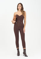 ELISABETTA FRANCHI Pantalone elegante marrone da donna con dettagli zip<BR/> PA11956E2 EA3 ELISABETTA FRANCHI 