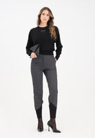 PINKO Pantalone elegante grigio da donna con inserto in maglia nera a costine 106120A2ZT I90 PINKO 