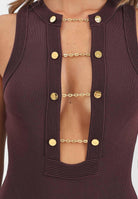 ELISABETTA FRANCHI Body smanicato bordeaux da donna con gemelli gioiello BK77S57E2 EA4 ELISABETTA FRANCHI 