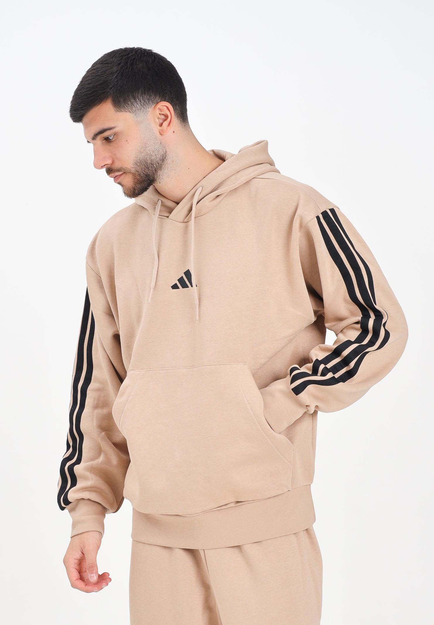 ADIDAS PERFORMANCE Felpa con cappuccio Essentials 3-Stripes French Terry beige da uomo JX0695  ADIDAS PERFORMANCE 