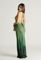 AKEP Abito lungo halter verde da donna con schiena scoperta VSKD13302 V1 AKEP 