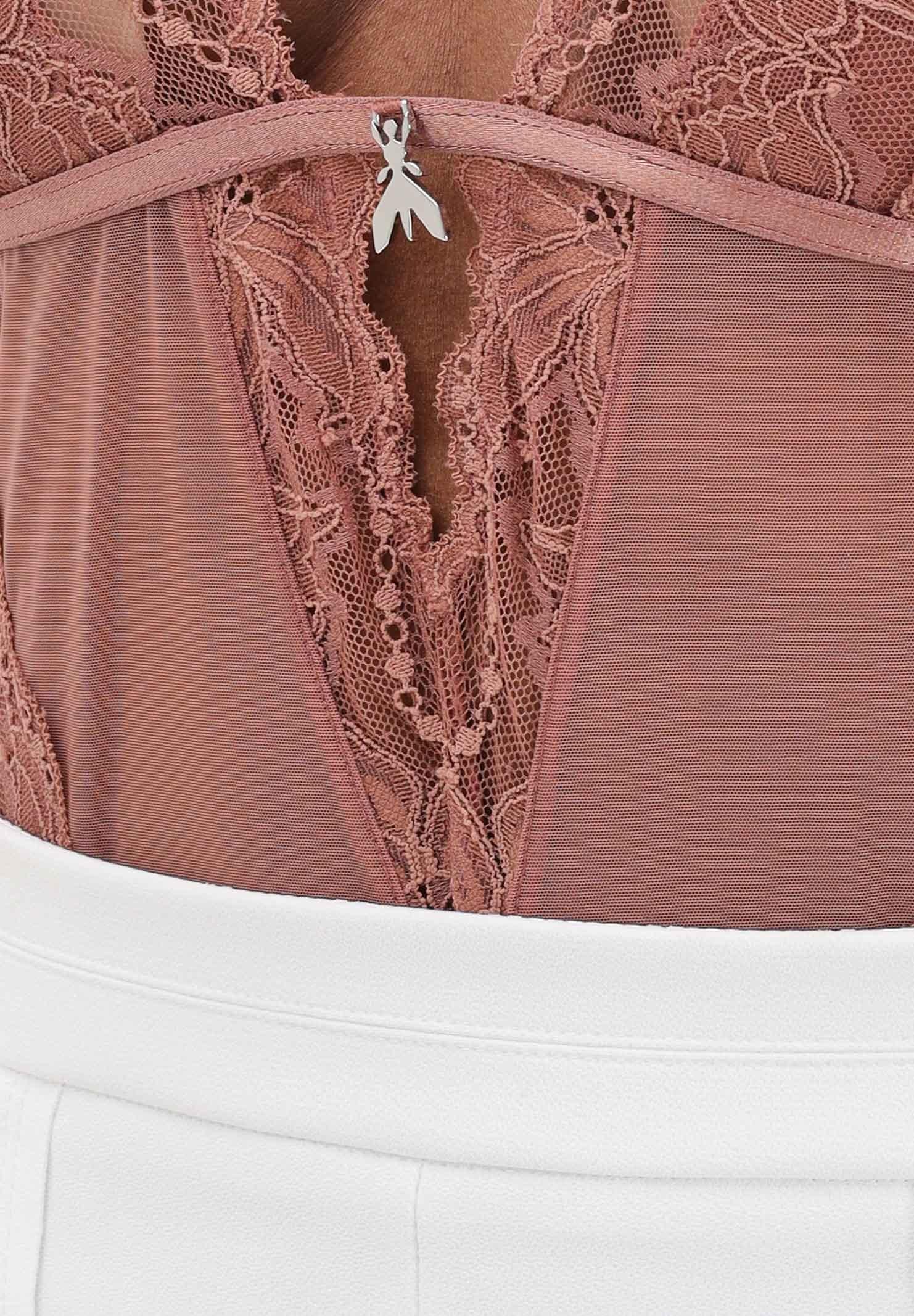 PATRIZIA PEPE Body in tulle e pizzo stretch terracotta da donna 2I0143A602 B885 PATRIZIA PEPE 