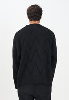 I'M BRIAN Cardigan nero da uomo caratterizzato da una lavorazione a zig-zag MA3418 009 I'M BRIAN 