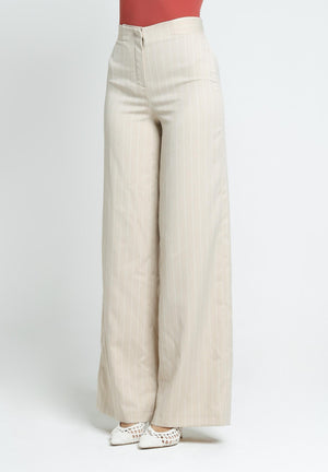 SANTAS Pantalone APPLE PIE beige da donna con motivo gessato PV25018 BEIGE SANTAS 