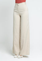 SANTAS Pantalone APPLE PIE beige da donna con motivo gessato PV25018 BEIGE SANTAS 