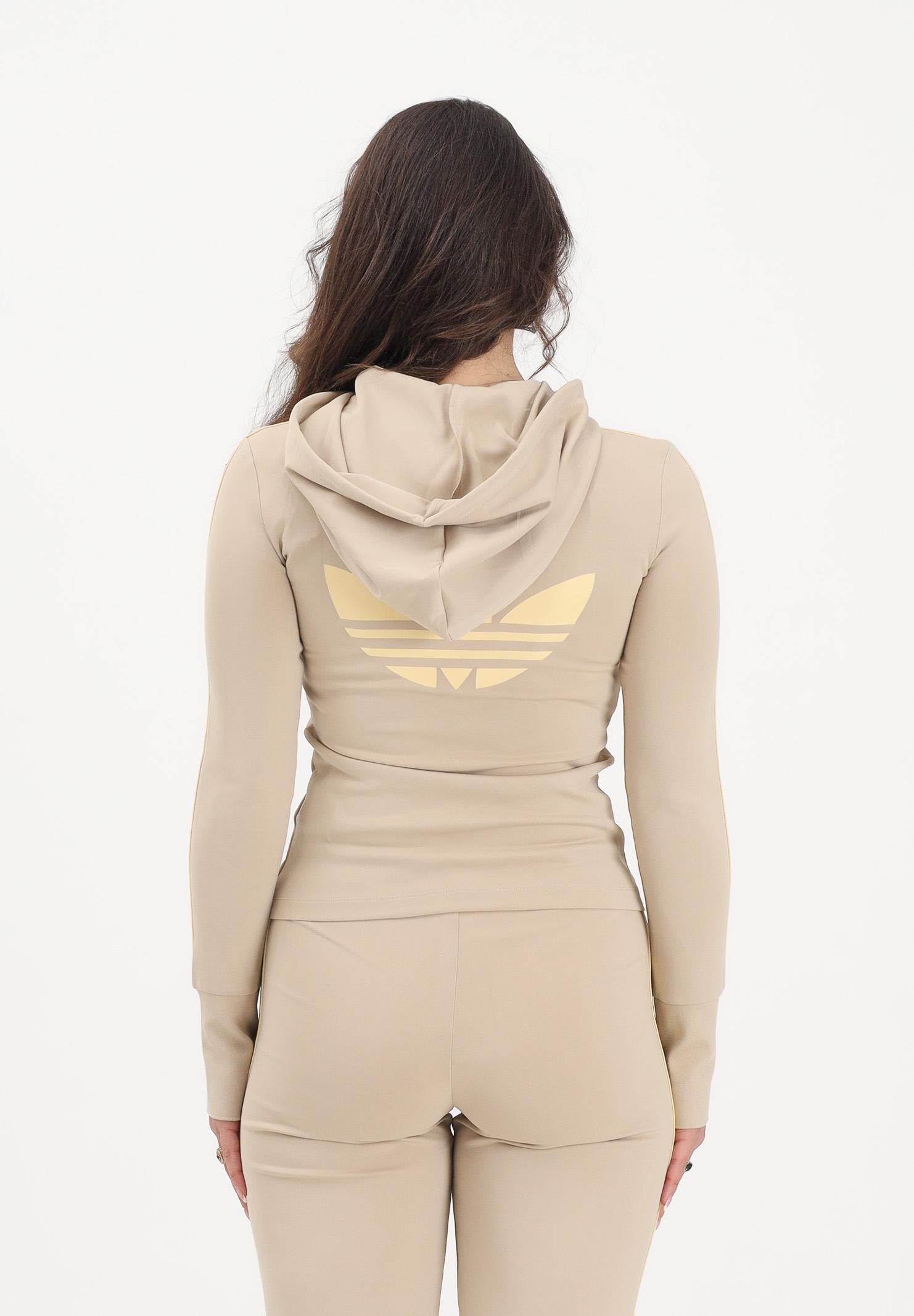 ADIDAS ORIGINALS Felpa con zip Trefoil beige da donna KW4551 . ADIDAS ORIGINALS 