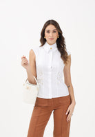ELISABETTA FRANCHI Camicia smanicata bianca da donna con elastici CA14361E2 100 ELISABETTA FRANCHI 