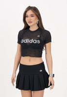 ADIDAS ORIGINALS T-shirt a manica corta SMOCKED CALI nera da donna KD0300 . ADIDAS ORIGINALS 