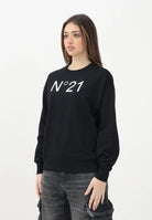 N21 Felpa girocollo nera per donna, ragazzi e bambini con il logo "N°21" stampato N21A23N0154 0NC16 N21 
