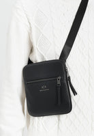 Borsello nero da uomo in ecopelle con logo frontale 952391CC830 00020 ARMANI EXCHANGE 