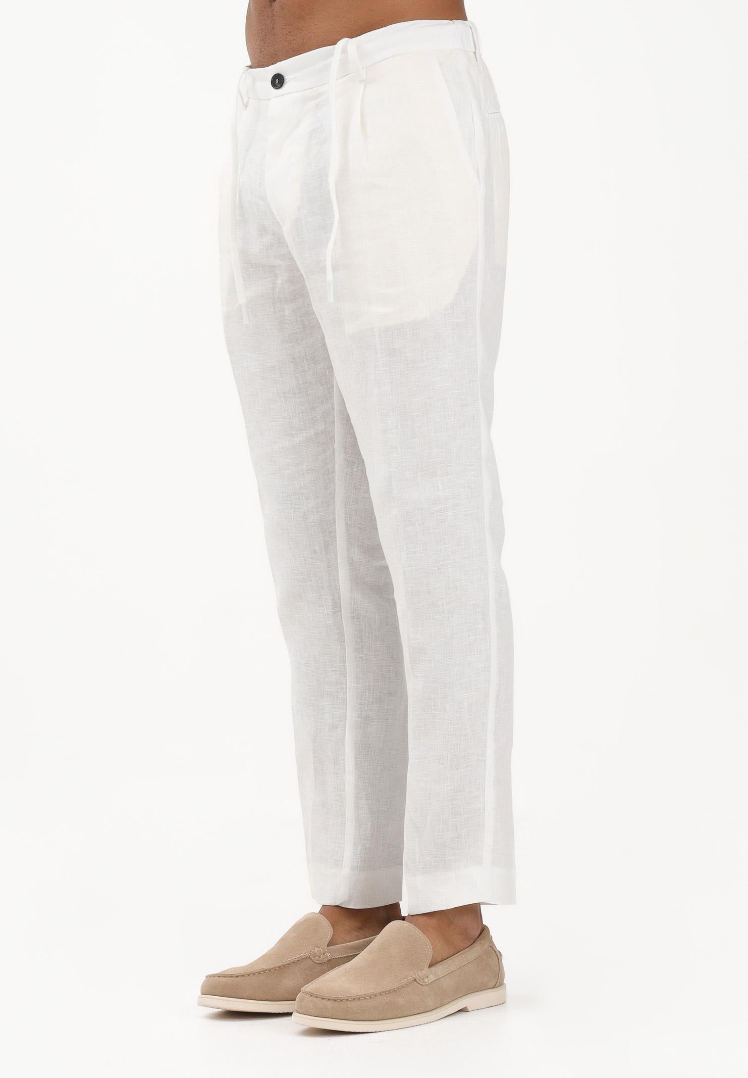 ENTRE AMIS Pantalone in lino bianco da uomo P26JAP5RENO2148 2002 ENTRE AMIS 