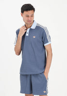 ADIDAS ORIGINALS Polo a manica corta WAFFLE KNIT blu soft da uomo KX1230 . ADIDAS ORIGINALS 
