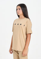 MARNI T-shirt a manica corta beige per donna, ragazzi e bambini con logo istituzionale M002MVM00RF 0M715 MARNI 