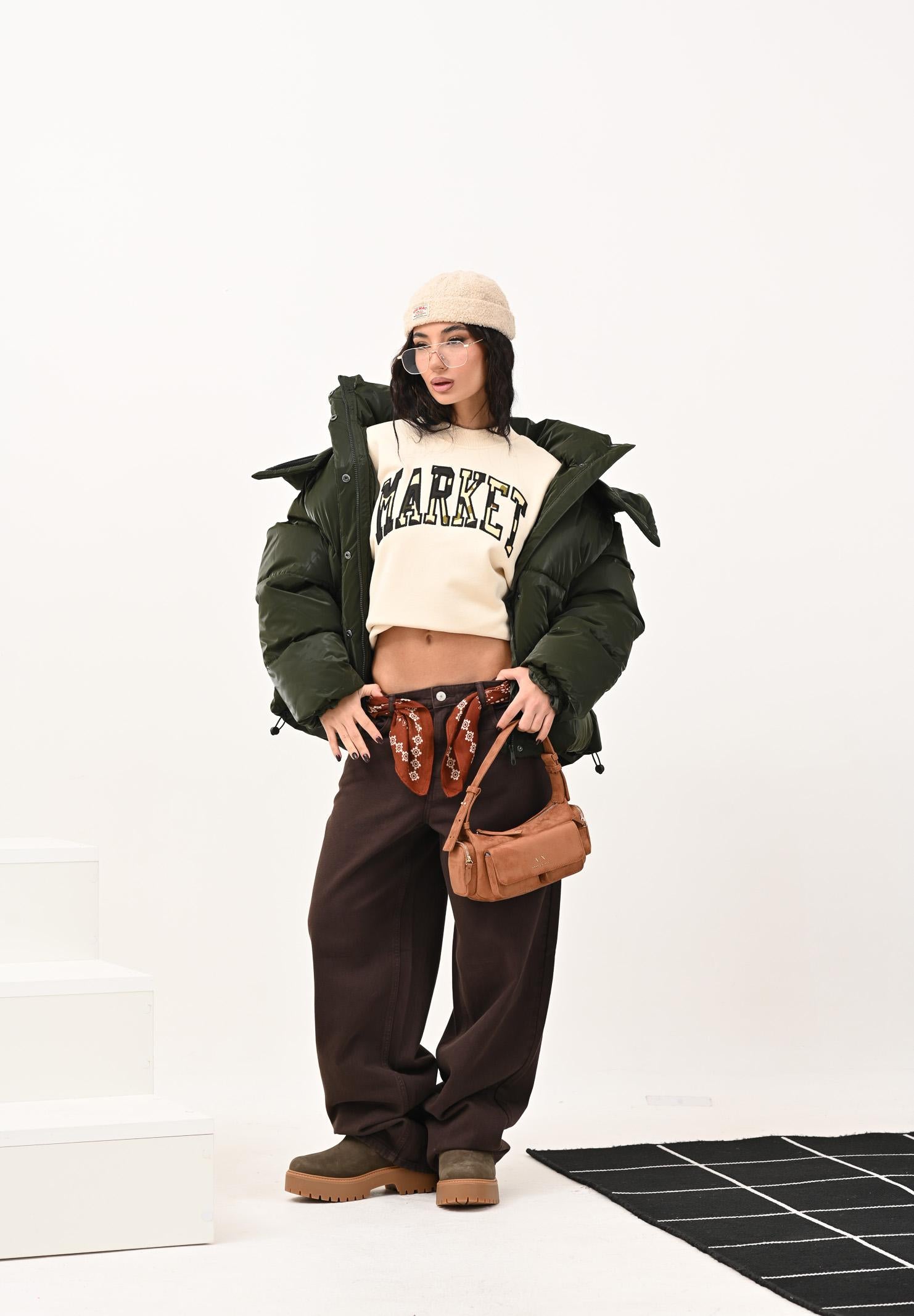 MARKET Felpa girocollo beige da uomo con logo camouflage F5MKMASW036 012 MarKET 