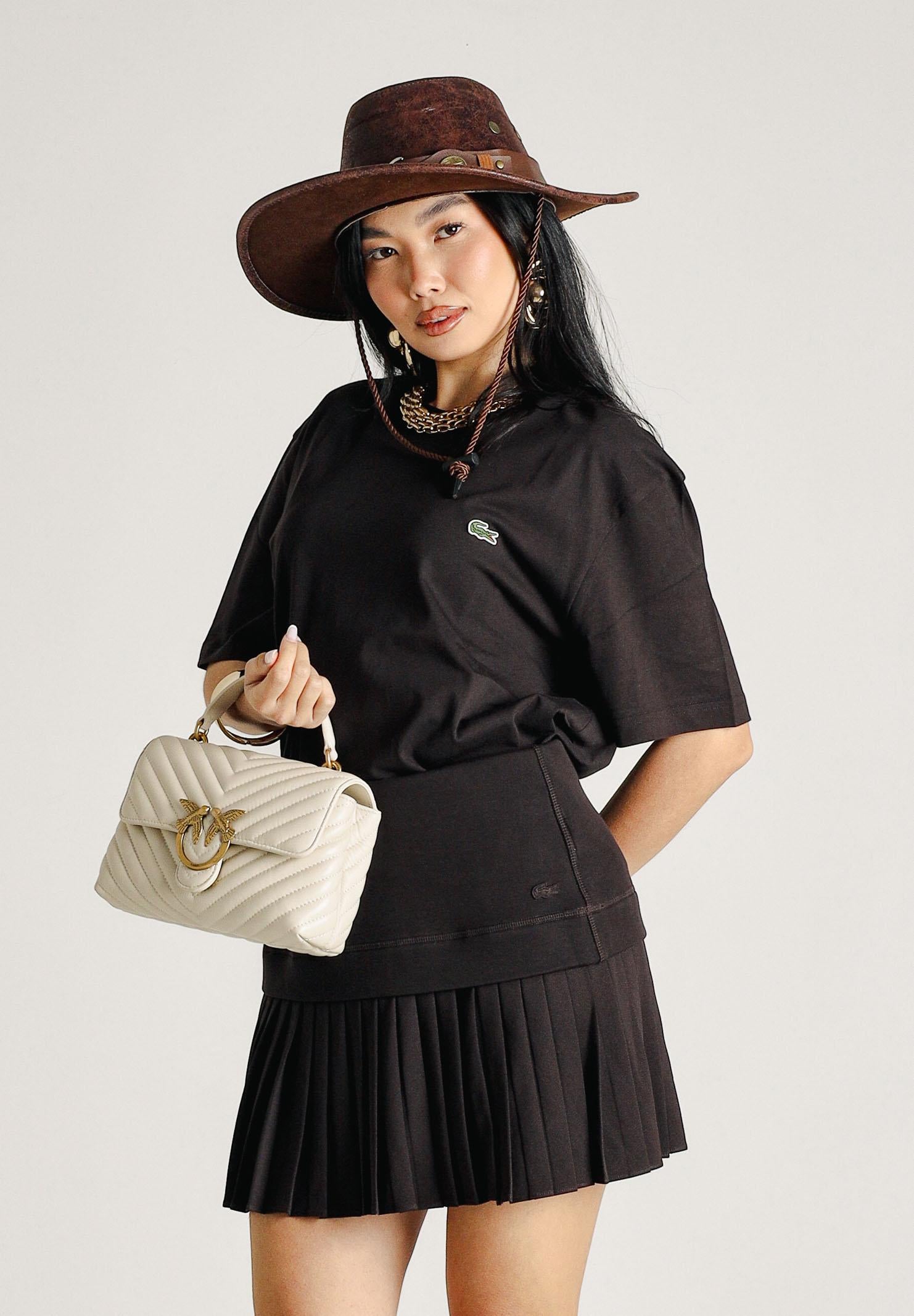 LACOSTE Gonna corta plissettata marrone da donna JF0940 3LA LACOSTE 