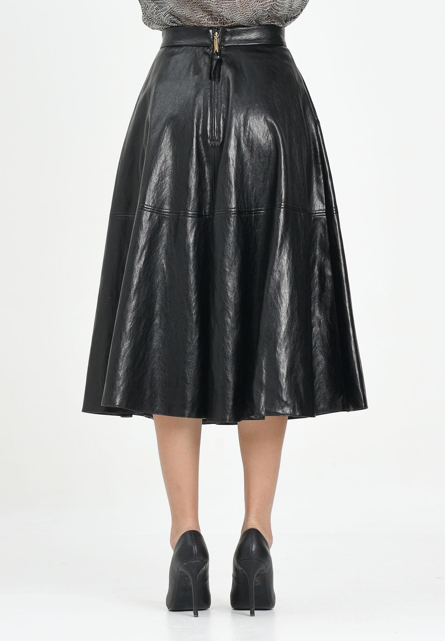 ELISABETTA FRANCHI Women's black midi skirt with logo